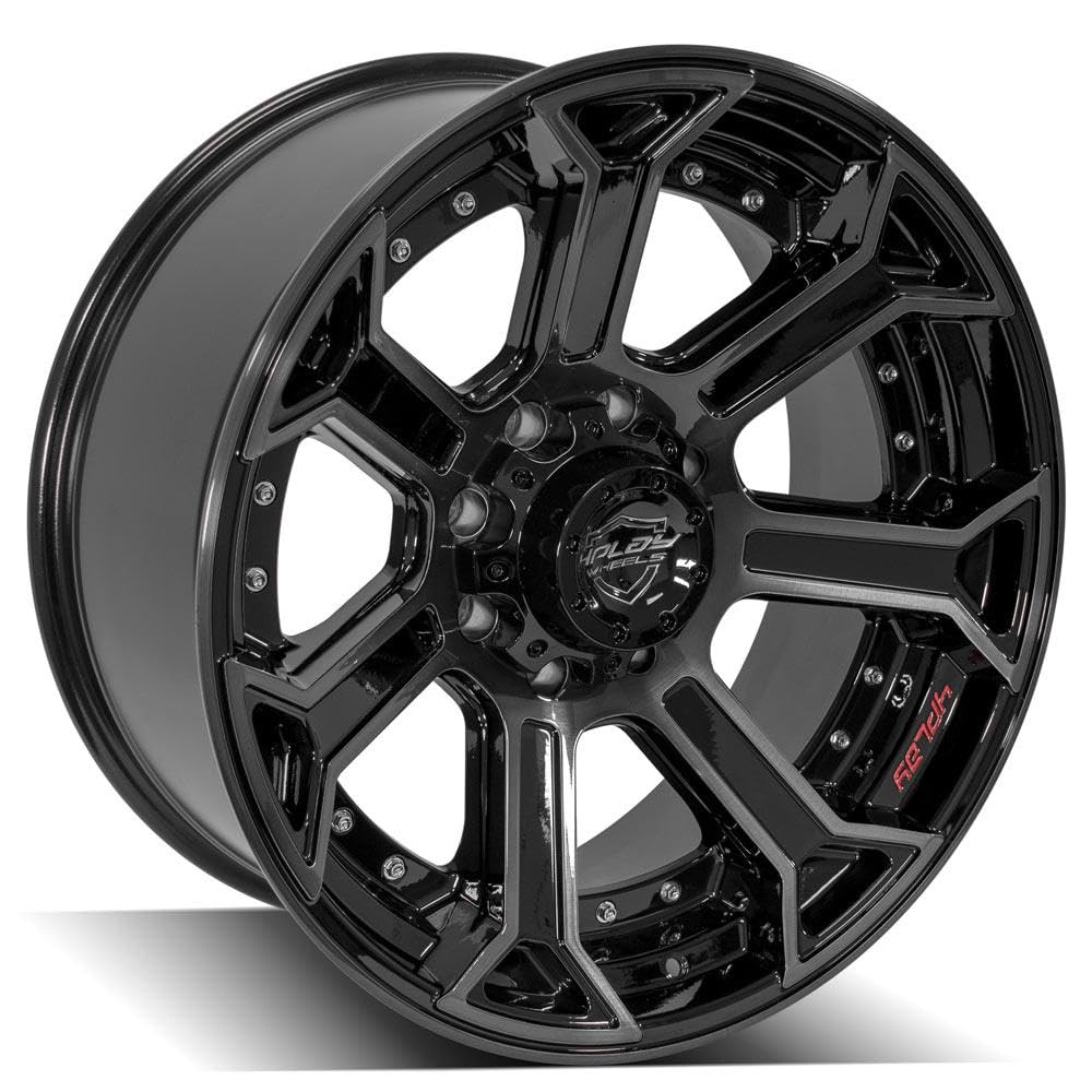 4PLAY Wheels 22 Inch 4P70 Rim Fits 8x180 22x10 Gloss Black Brushed with Tinted Clear (1)