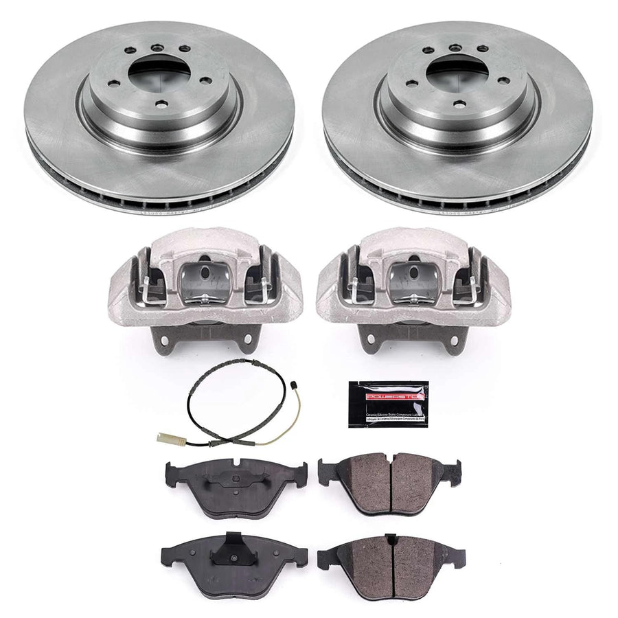 Power Stop KCOE6058 Replacement Autospeciality Front Caliper Kit- OE Rotors, Ceramic Brake Pads, Calipers For BMW 335i xDrive 2011-2012, BMW X1 2013-2015 [Model Specific]