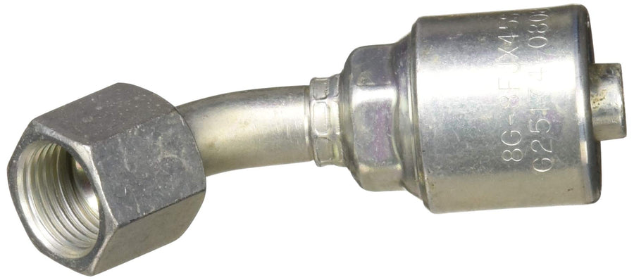 Gates Female JIC 37 Flare Swivel - 45 Bent Tube G25174-0808 (MegaCrimp)