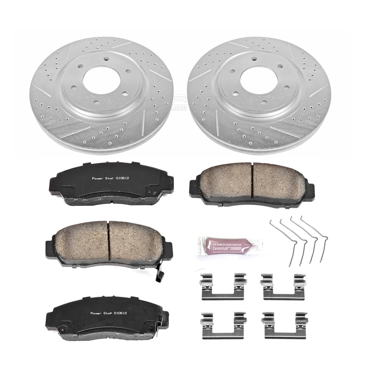 Power Stop K5821 Z23 Carbon Fiber Brake Pads with Drilled & Slotted Brake Rotors Kit