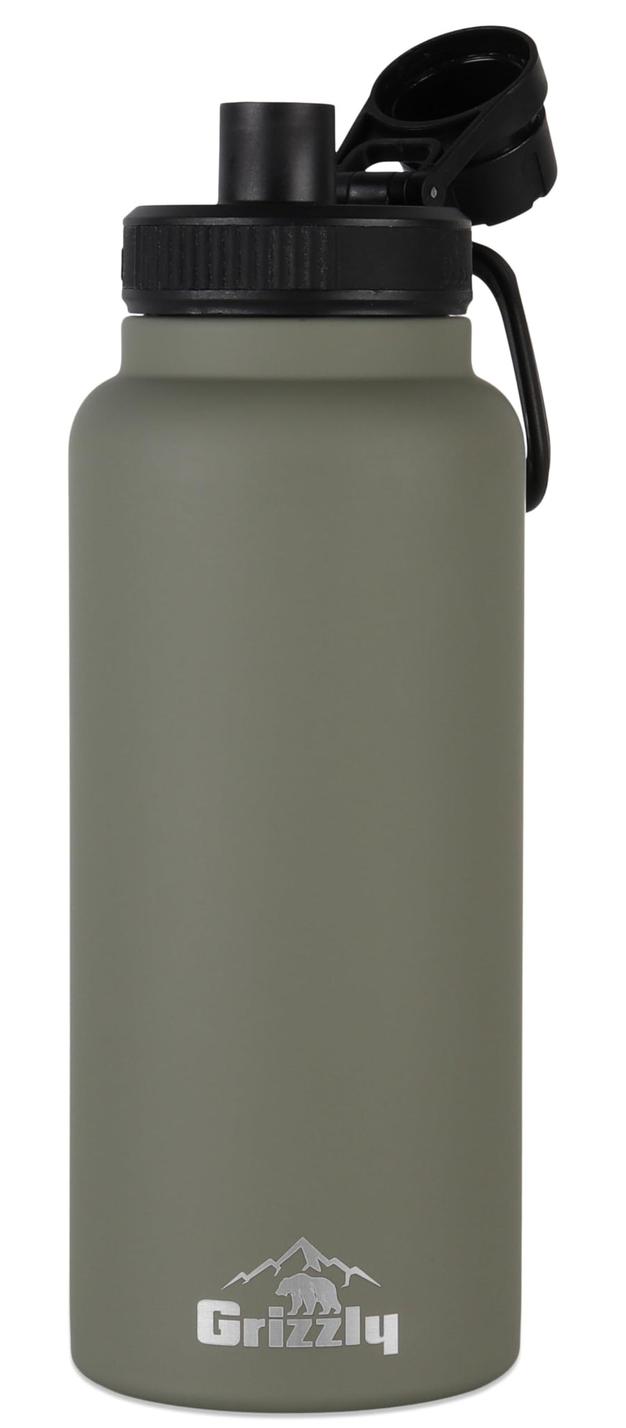 30oz Grizzly Water Bottle | Vacuum Insulated | Leak Resistant Lid | Stainless Steel | for Gym Hiking Beach Sports Camping | Lunar Green