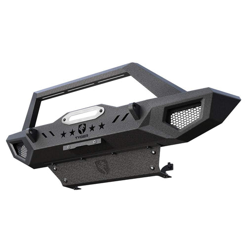 TYGER FURY Front Bumper w/Skid Plate Winch Plate Compatible with 2007-2026 Jeep Wrangler JK/JL; 2020-2026 Gladiator | Textured Black Tyger Auto TG-BP6J80068