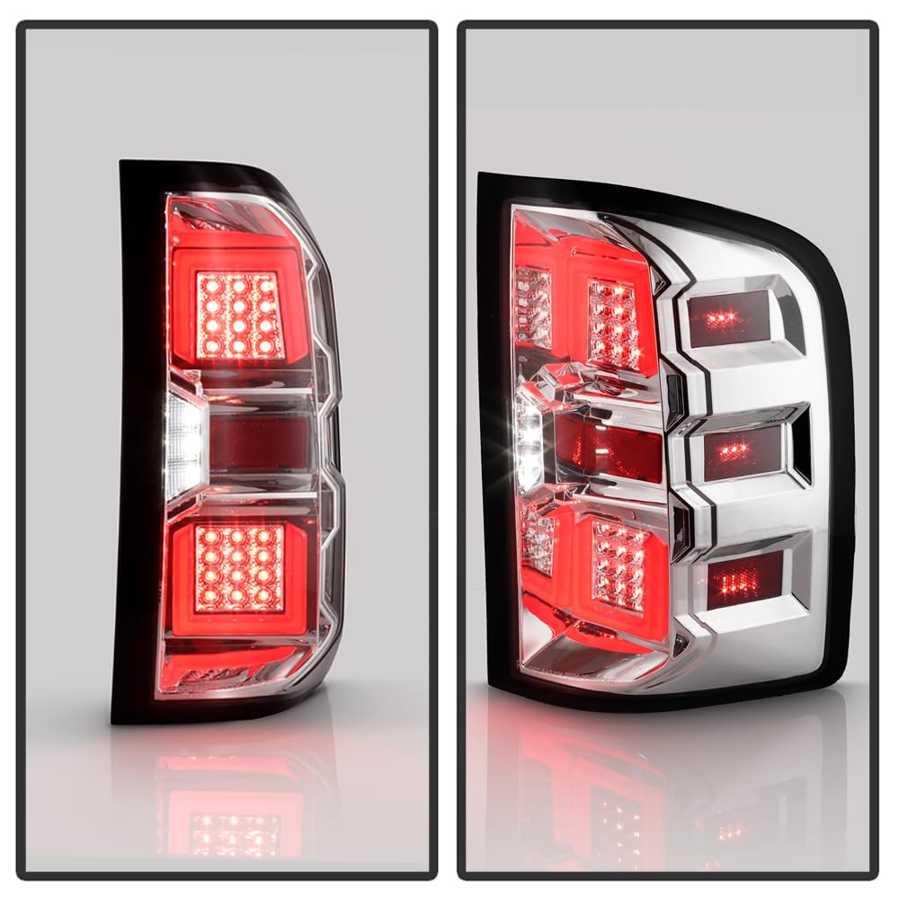 Chevy Silverado 1500~3500 07-13 /GMC Sierra 07-14 3500HD Full LED Tail Lights - Chrome Spyder (xTune)