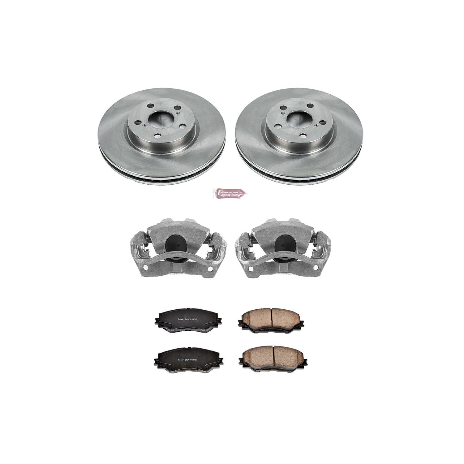 Power Stop KCOE4669 Replacement Autospeciality Front Caliper Kit- OE Rotors, Ceramic Brake Pads, Calipers For Pontiac Vibe, Scion xD, Toyota Corolla, Toyota Matrix [Model Specific]