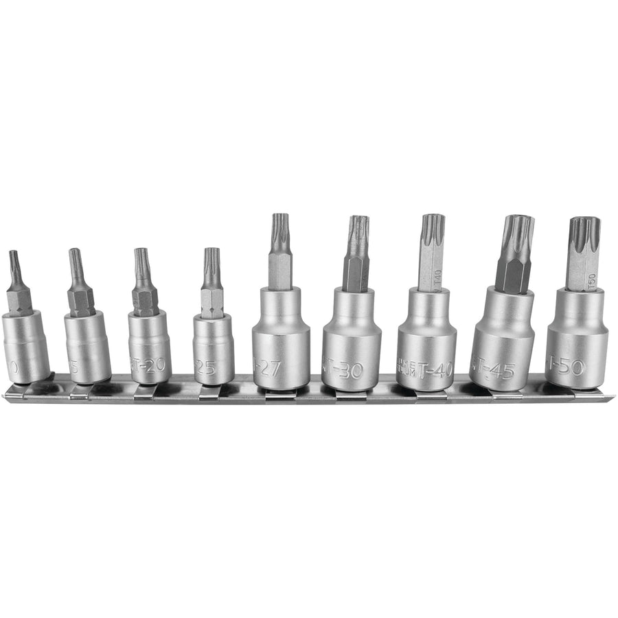 9-Piece Performance Tool Tamper-Proof Star Bit Set with Durable Alloy Steel Bits in Various Sizes for Professional and DIY Applications