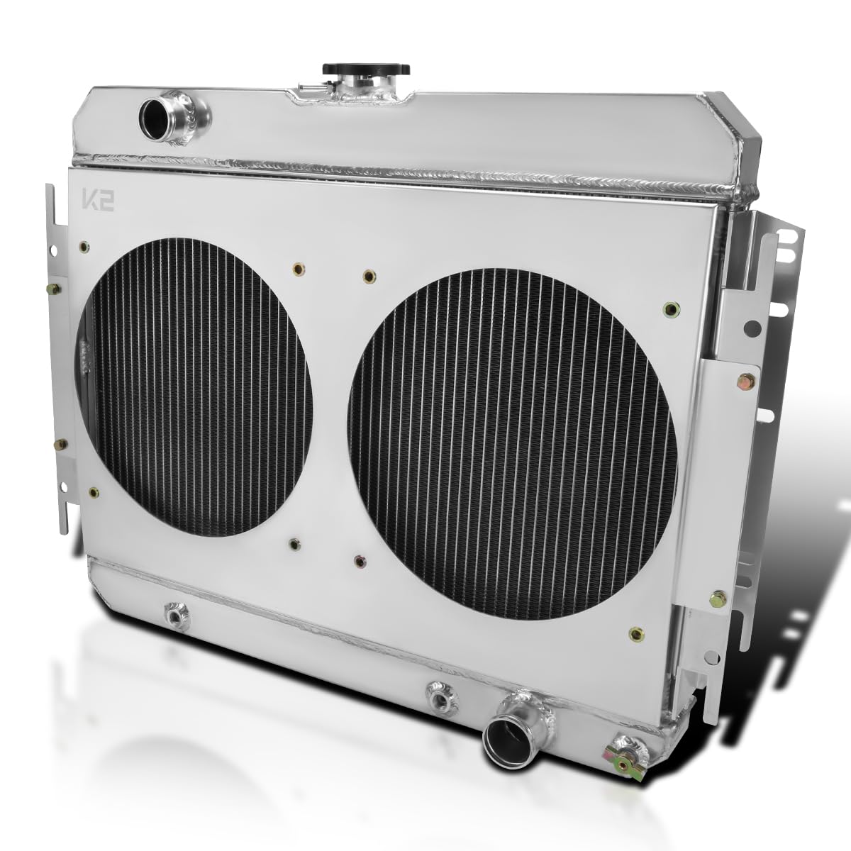 Cooling Spec-D Tuning Aluminum 3 Row Radiator with Fan Shroud Compatible with 1963-1968 Chevrolet Bel Air