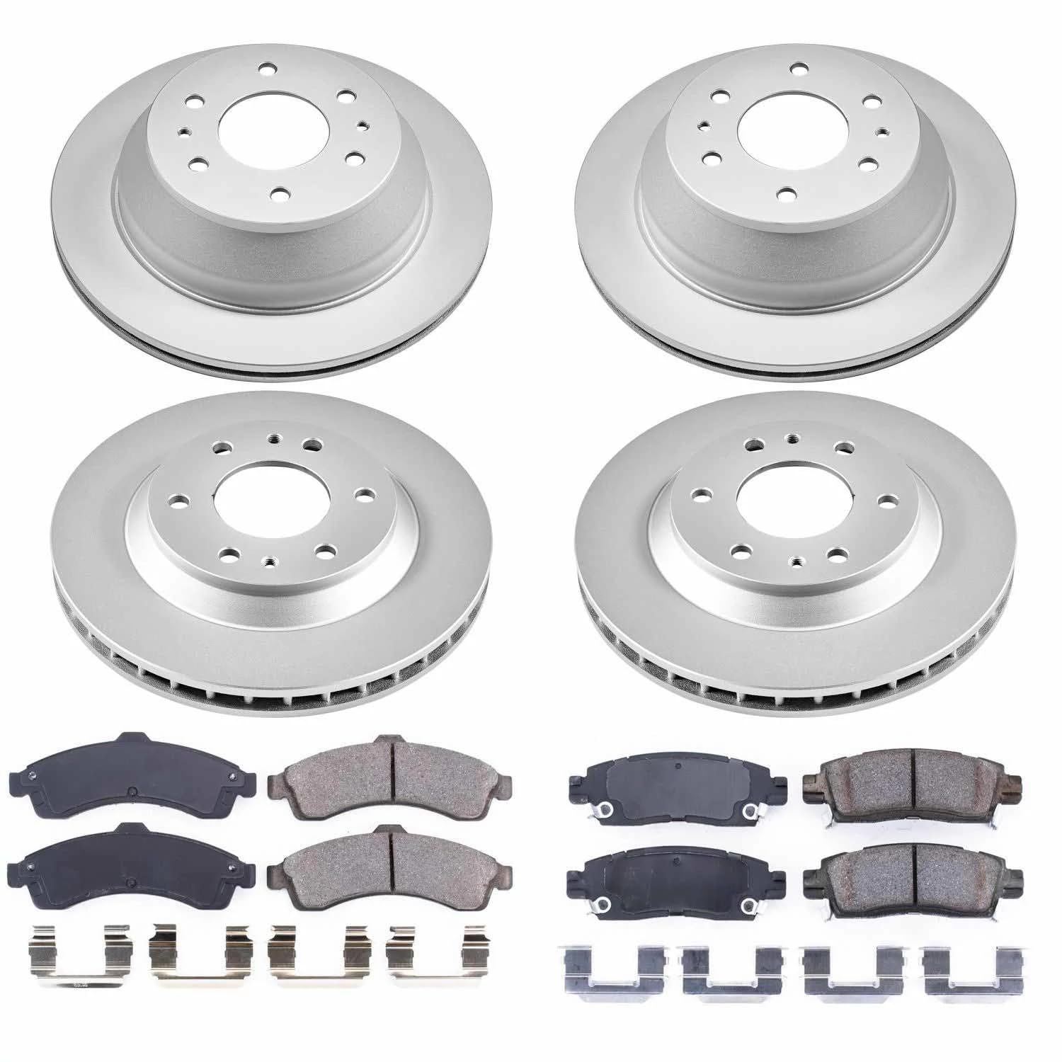 Power Stop CRK2058 Brake Rotor & Coated Ceramic Brake Pads- front & rear For Buick Rainier, Chevrolet Trailblazer, GMC Envoy, Isuzu Ascender, Oldsmobile Bravada [Model Specific]