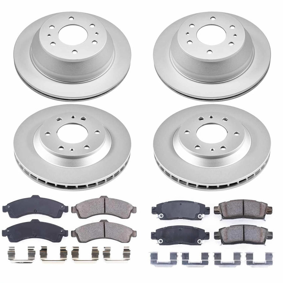 Power Stop CRK2058 Brake Rotor & Coated Ceramic Brake Pads- front & rear For Buick Rainier, Chevrolet Trailblazer, GMC Envoy, Isuzu Ascender, Oldsmobile Bravada [Model Specific]