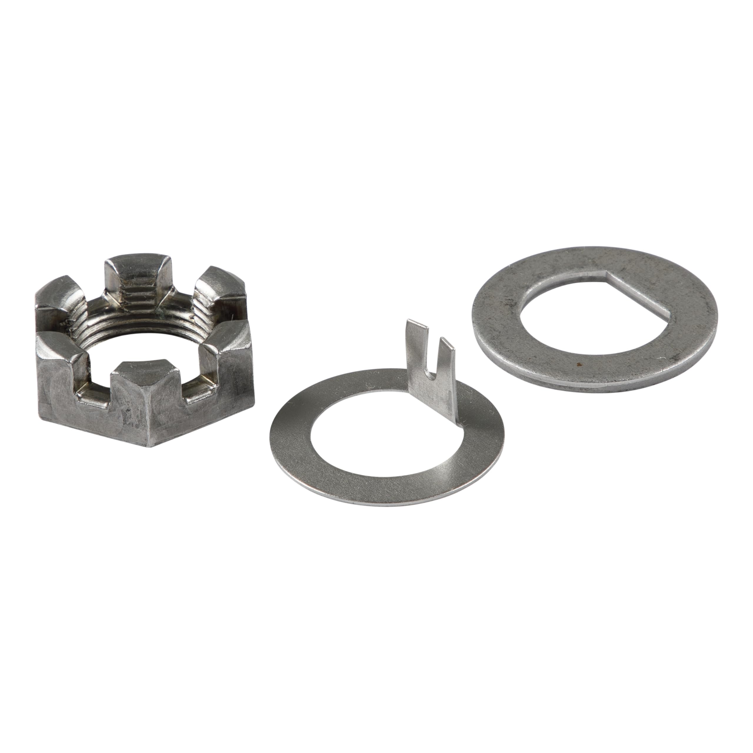 D-Flat Spindle Nut Retainer Kit Lippert with 6-Slot Castle Spindle Nut, D-Flat Spindle Washer, Tang Spindle Washer - 2023134657