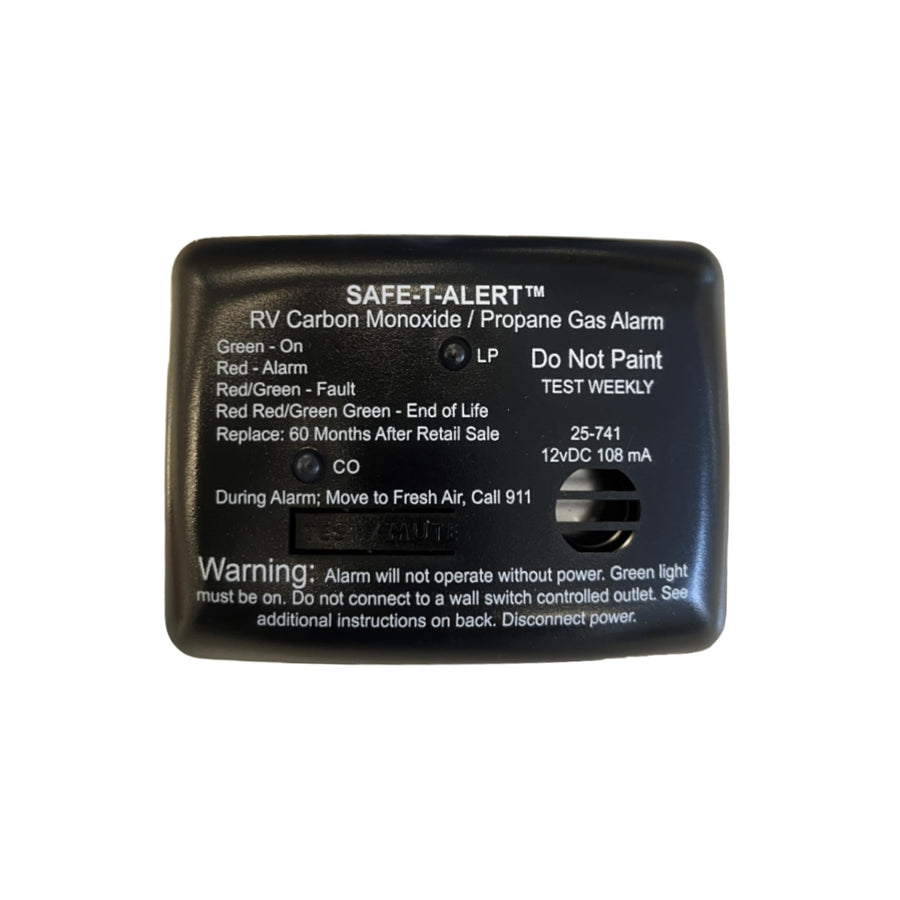 25 Series Safe T Alert Mini Dual LP/CO Alarm - Propane and Carbon Monoxide Alarm - Surface Mount, Black - 25-741-BL