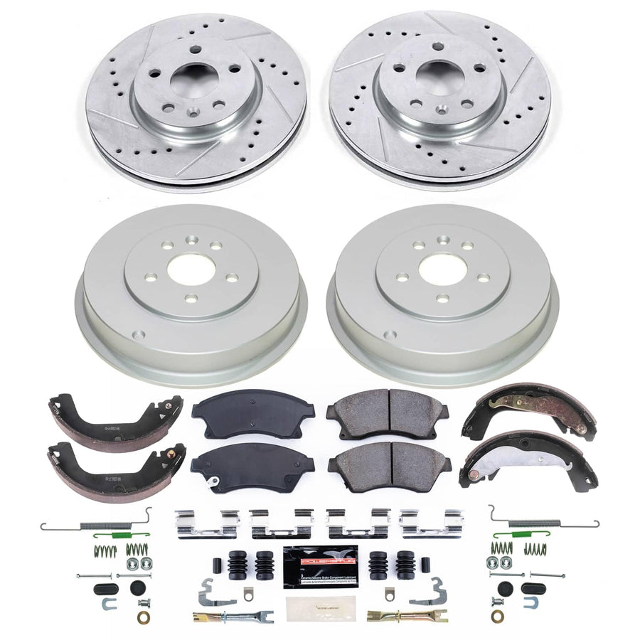 POWERSTOP Z23 Brake Pads and Rotors Front Brake Kit with Red Powder Coated Calipers For Hyundai Elantra 2005-2006 [Vehicle Specific]