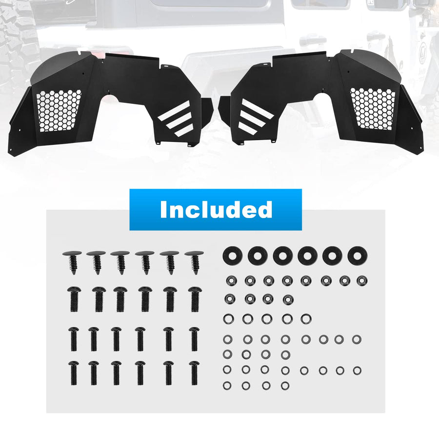 NIXON OFFROAD Front Inner Fender Liners Compatible Flares fit for 2018 2019 2020 2021 2022 2023 2024 2025 2026 Jeep Wrangler JL/JLU