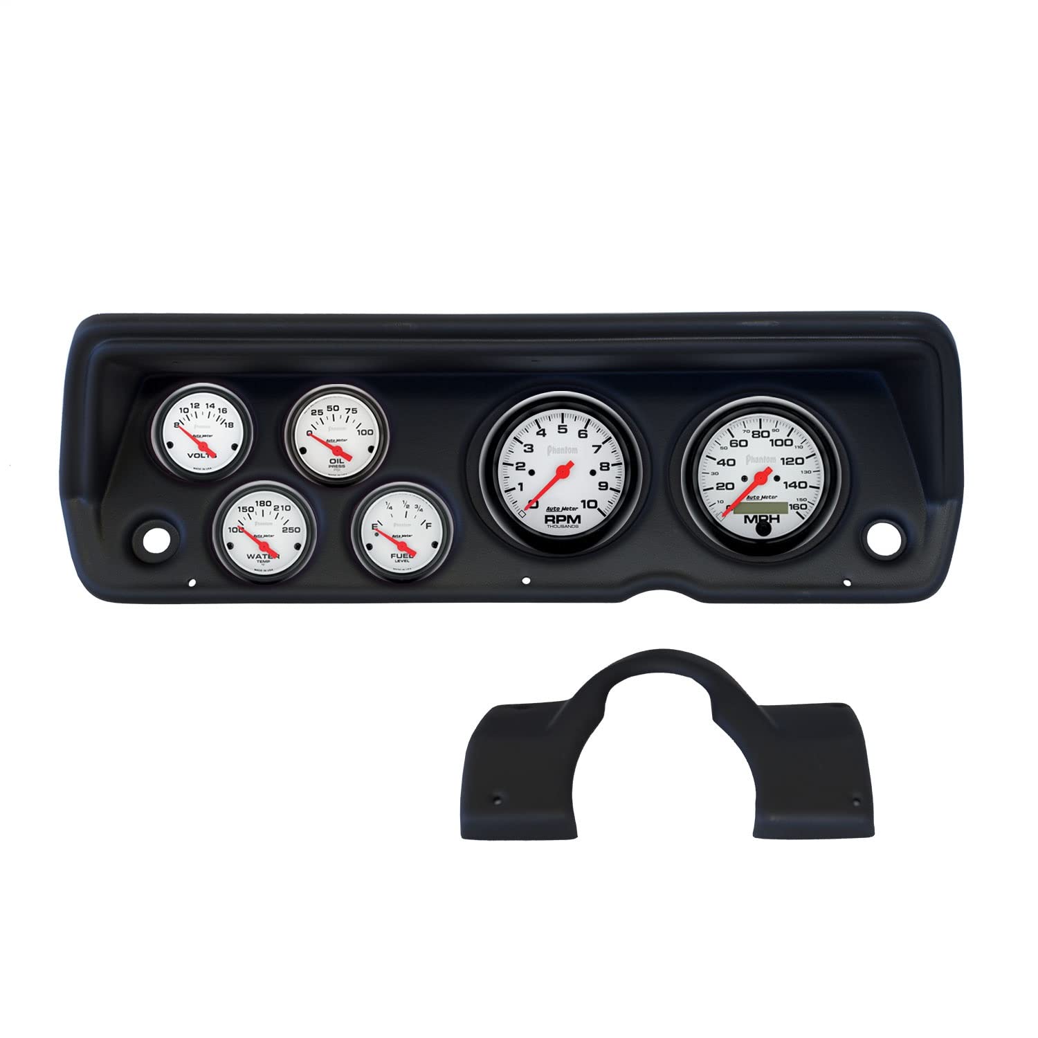 AUTO METER Direct Fit Dash Kit 2141-09, Abody/Duster/Demon/Dart 70-76, Tach/Mph/Fuel/Oilp/Wtmp/Volt, Phantom