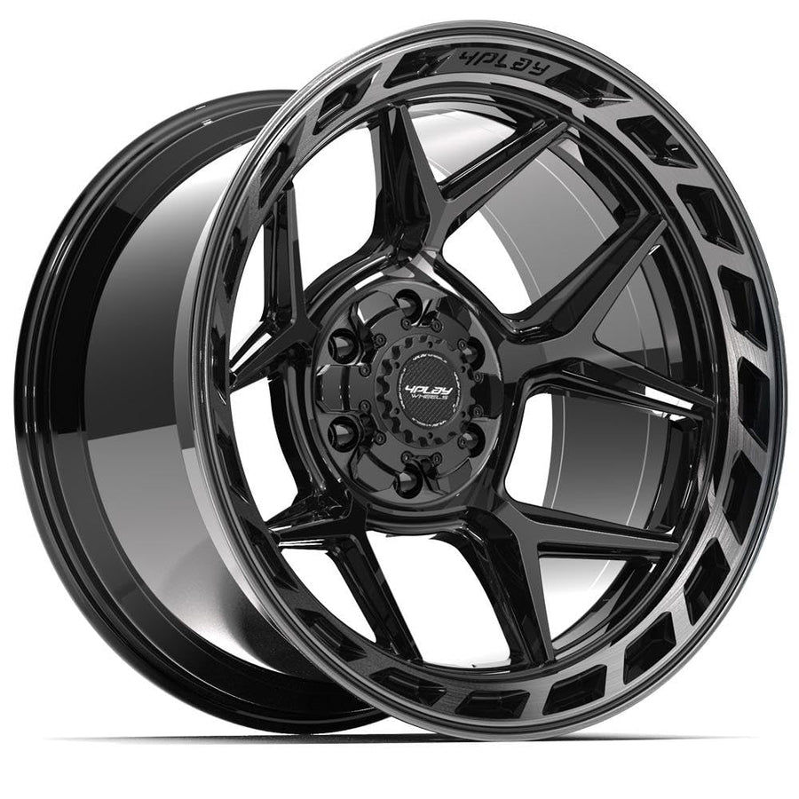 4PLAY 20 Inch Wheels Rim 4P55 Fits 6x135 & 6x139.7 20x12 Gloss Black Brushed with Tinted Clear (1)