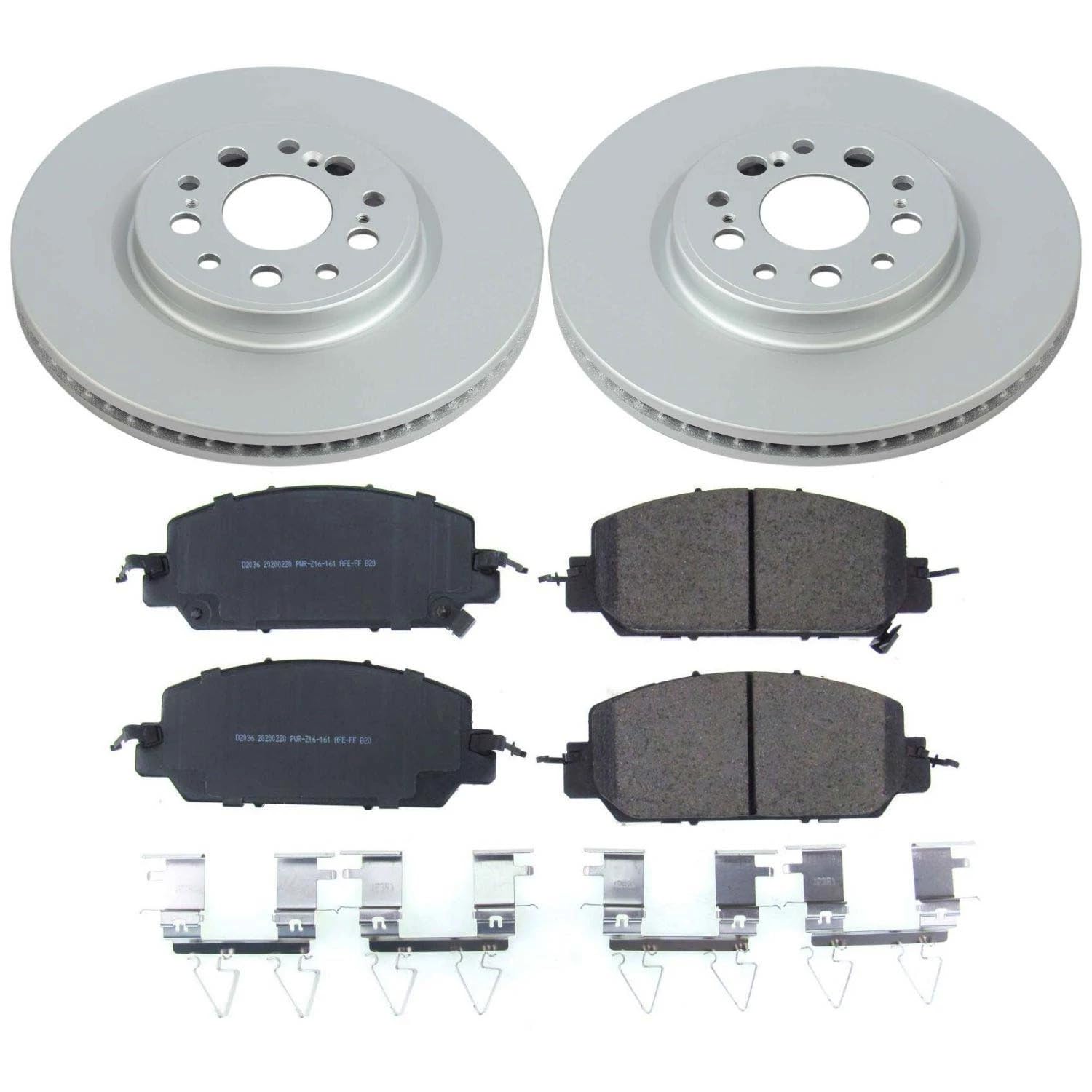 Power Stop Z17 CRK8295 Coated Rotor Kit-Front Brake Rotors, Ceramic Brake Pads For Honda Clarity 2017-2021 [Model Specific]