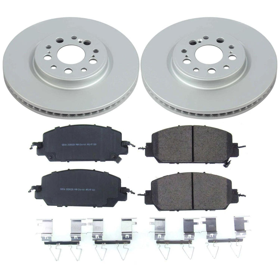 Power Stop Z17 CRK8295 Coated Rotor Kit-Front Brake Rotors, Ceramic Brake Pads For Honda Clarity 2017-2021 [Model Specific]