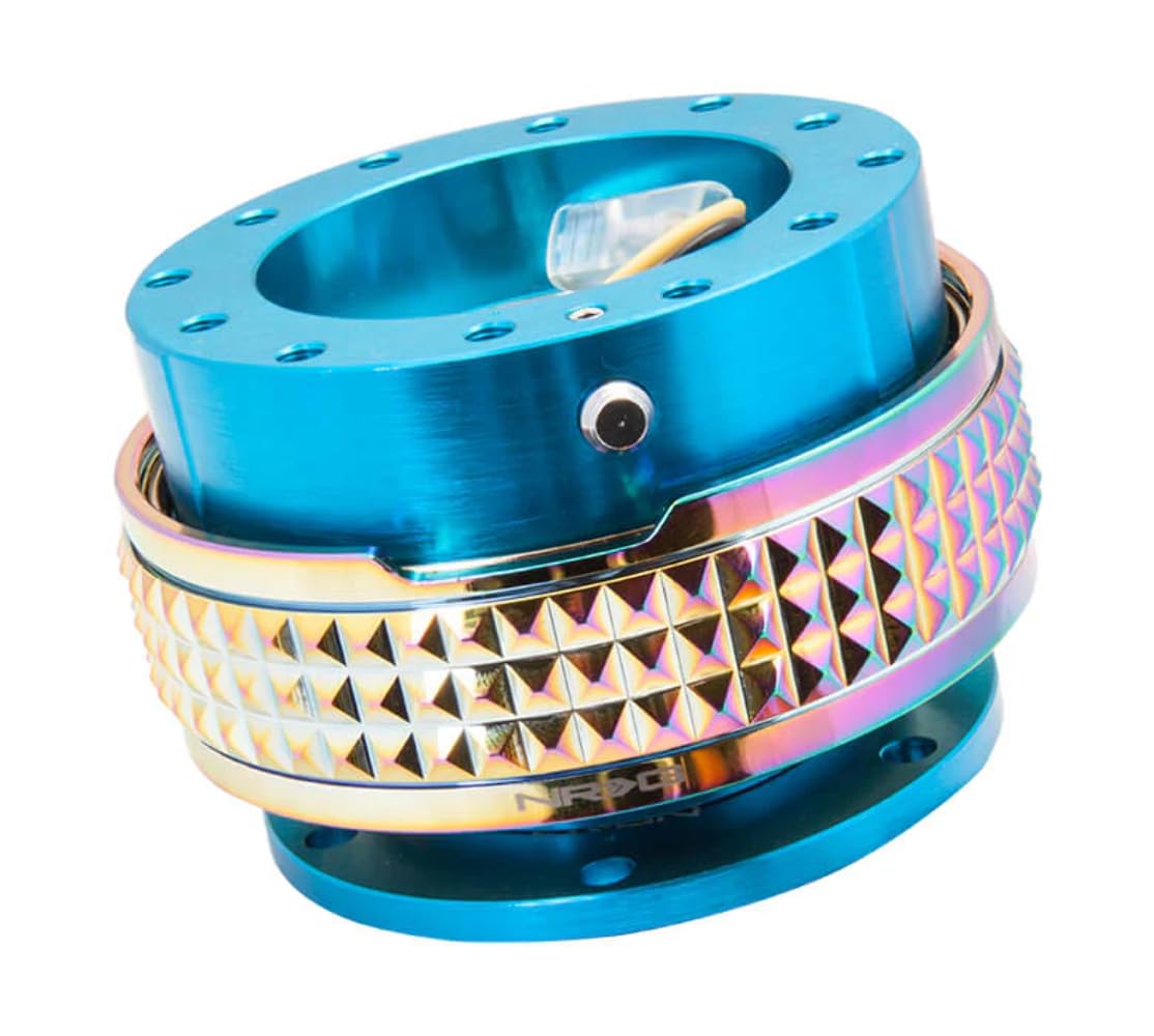 NRG Innovations Gen 2.1 NRG-SRK-210NB-MC Steering Wheel Quick Release Adapter Kit, 6x70 and 6x74mm Bolt Patterns, New Blue Body/Neochrome Pyramid Ring