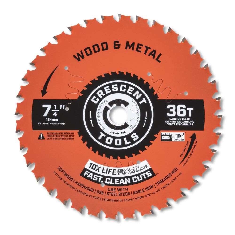 Crescent 36-Tooth 7-1/4" Circular Saw Blade Wood / Metal