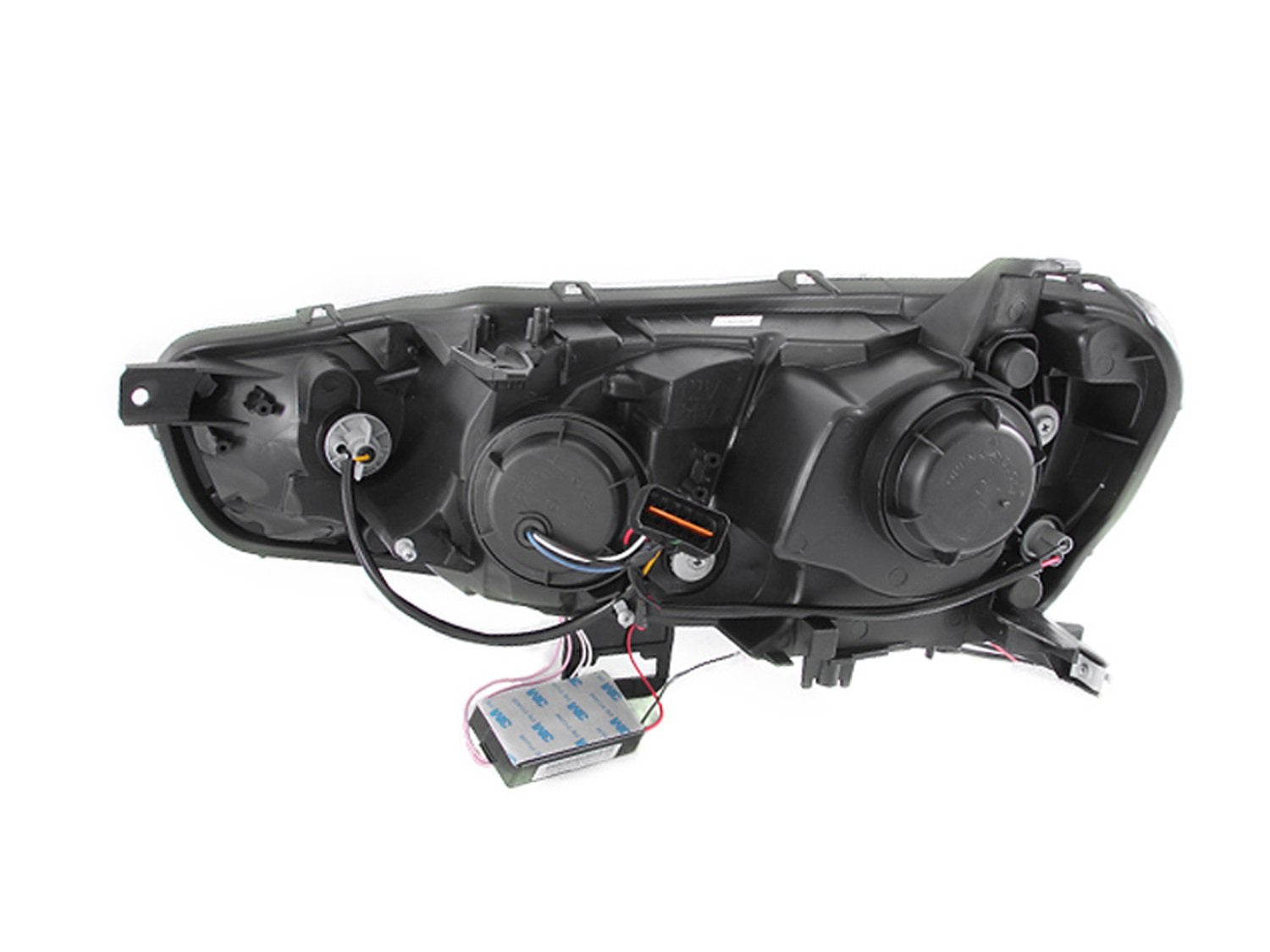 Anzo USA Black Halo 121428 Projector Headlight with Clear Lens and Amber Reflector for Mitsubishi Lancer