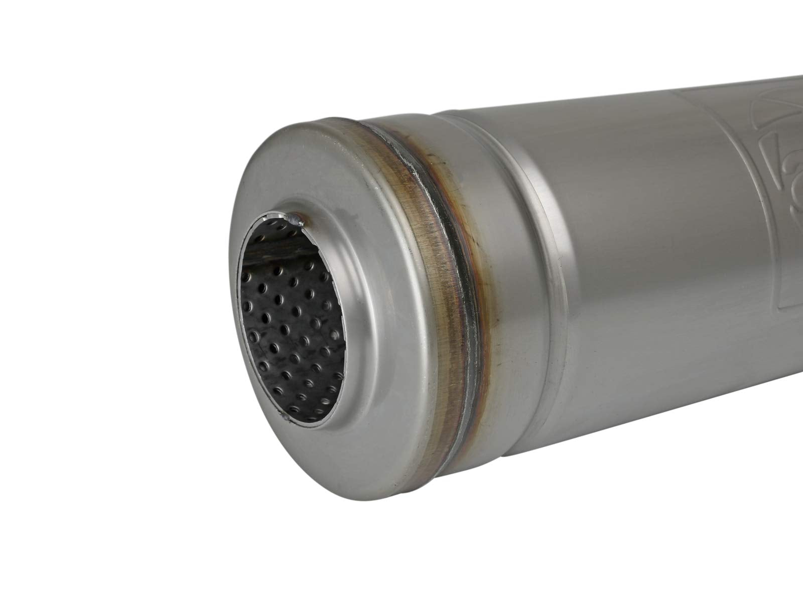 MACH Force-Xp Muffler aFe Power, 2-1/2" Inlet/Outlet, Center/Center, 5" x 18" Round Body