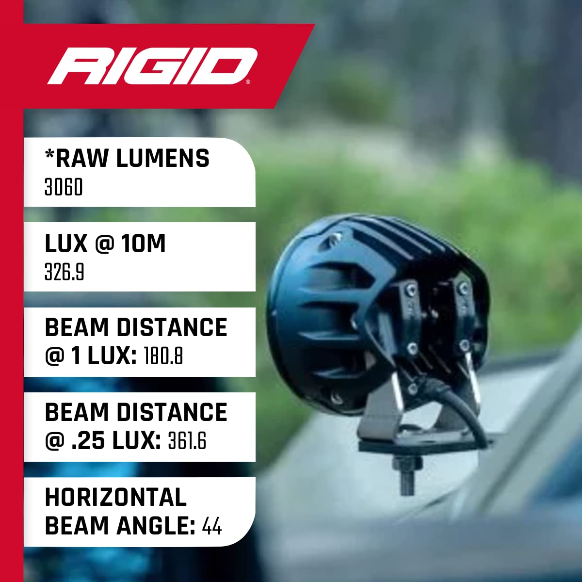 A-Pillar LED Light Mount RIGID INDUSTRIES Fits 2019+ Dodge Ram 1500 - Includes Rigid 360-Series Drive Optics With Amber Back lighting and Amber & Black Covers