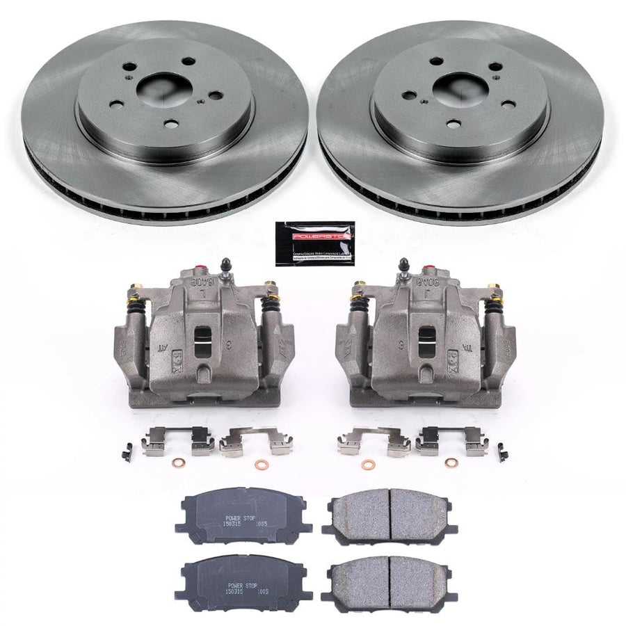 Power Stop KCOE196 Replacement Autospeciality Front Caliper Kit- OE Rotors, Ceramic Brake Pads, Calipers For Lexus RX330 2004-2006, Lexus RX350 2007-2009 [Model Specific]