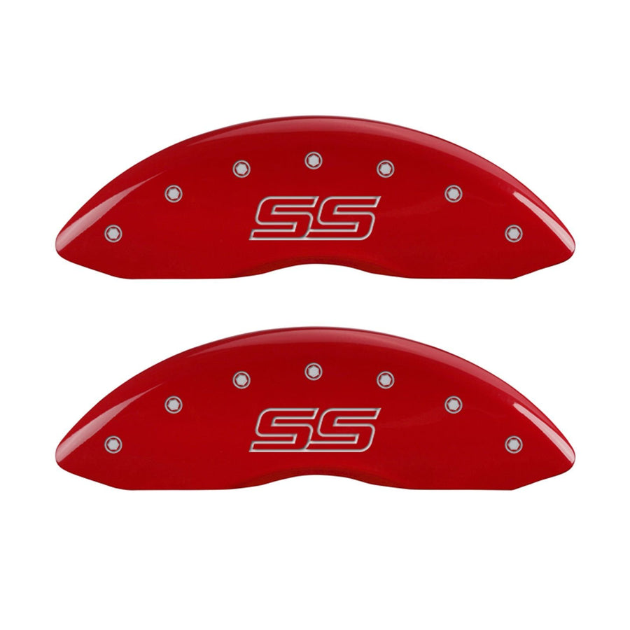 MGP Caliper Covers 14031STSSRD Caliper Cover with Red Powder Coat Finish and Silver Characters SS Trailblazer Logo Type, (Set of 4)