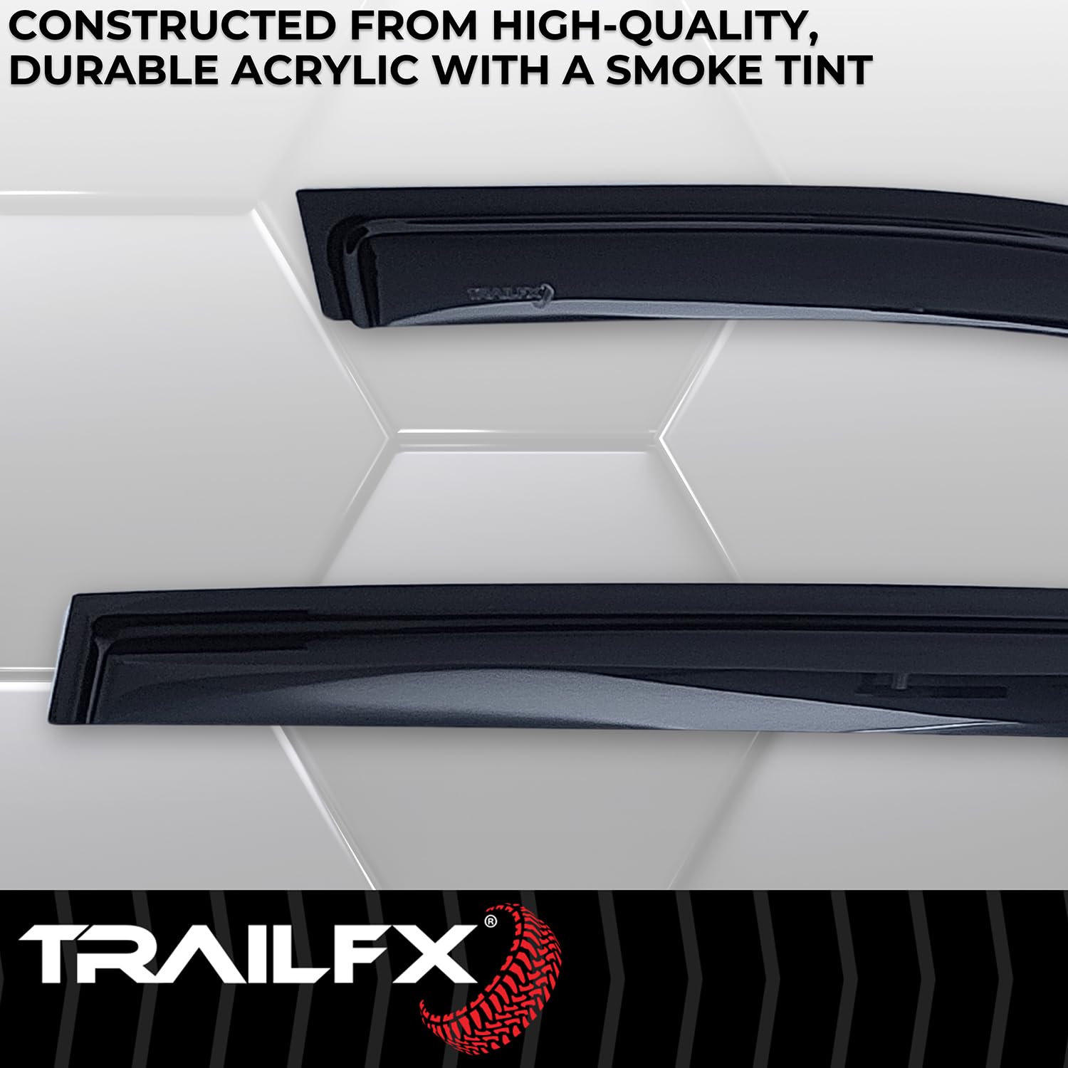TrailFX Acrylic Rainguards Low Profile Fits 2022-2025 Jeep Grand Tape-On Smoke Window Vents Cherokee Outside Channel Mount Set of 4 Rainguard Window Vents TrailFX 4334H