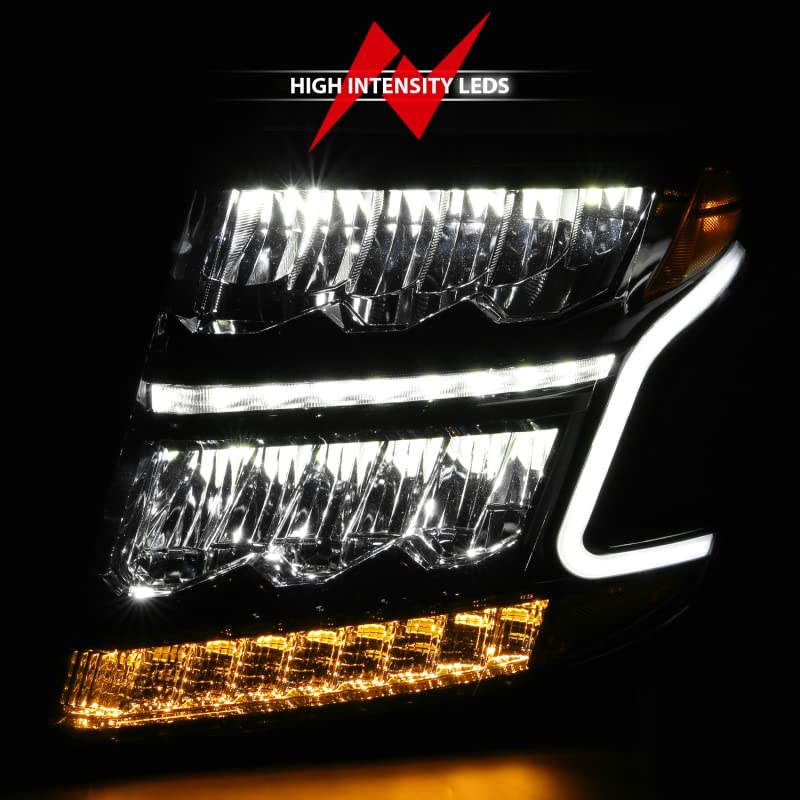 LED HEADLIGHT ANZO PLANK STYLE BLACK CLEAR W/SEQUENTIAL AMBER 111478