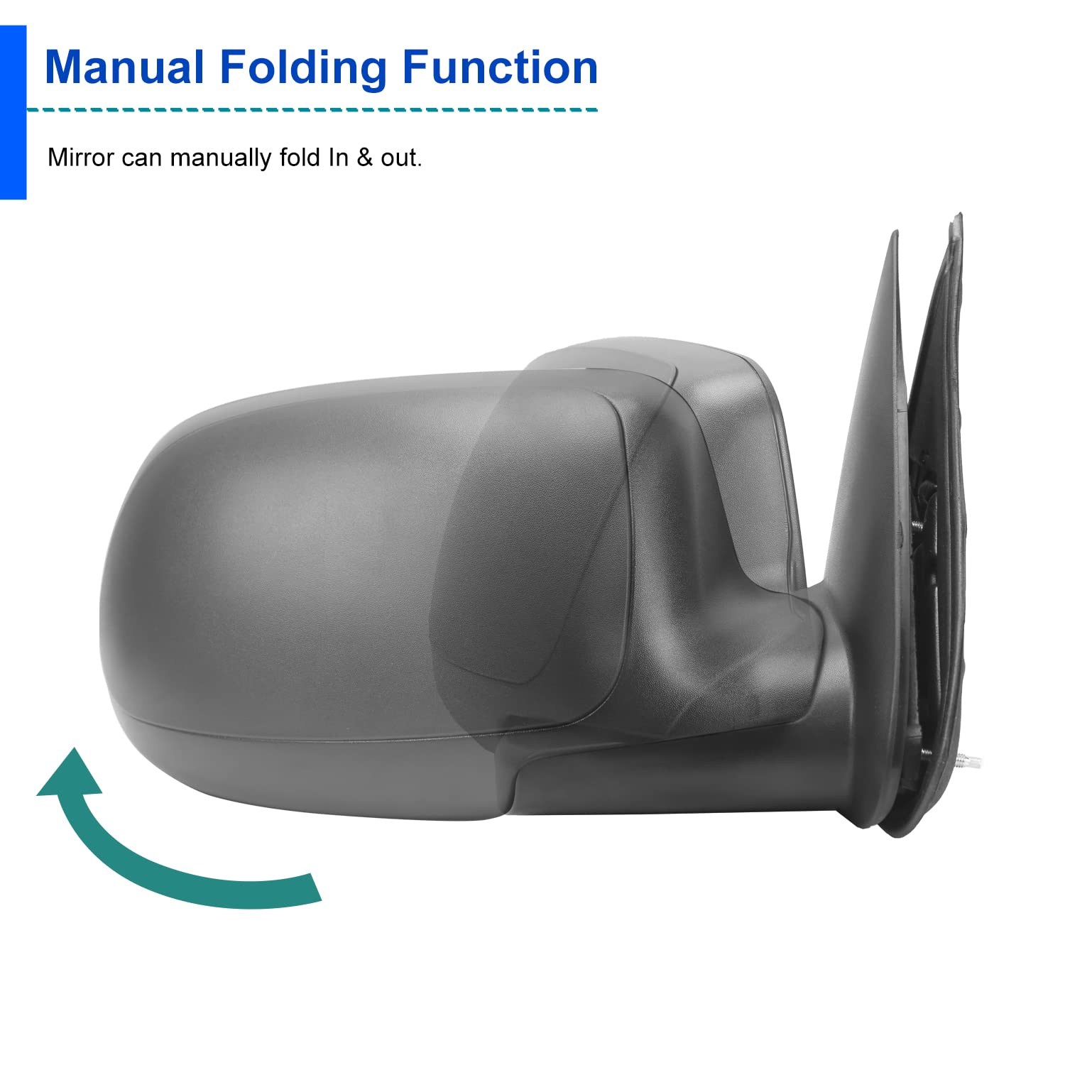 Spec-D Tuning Right Side Glossy Matte Black Manual Side Mirrors Compatible with Chevrolet Chevy S10 1994-2001