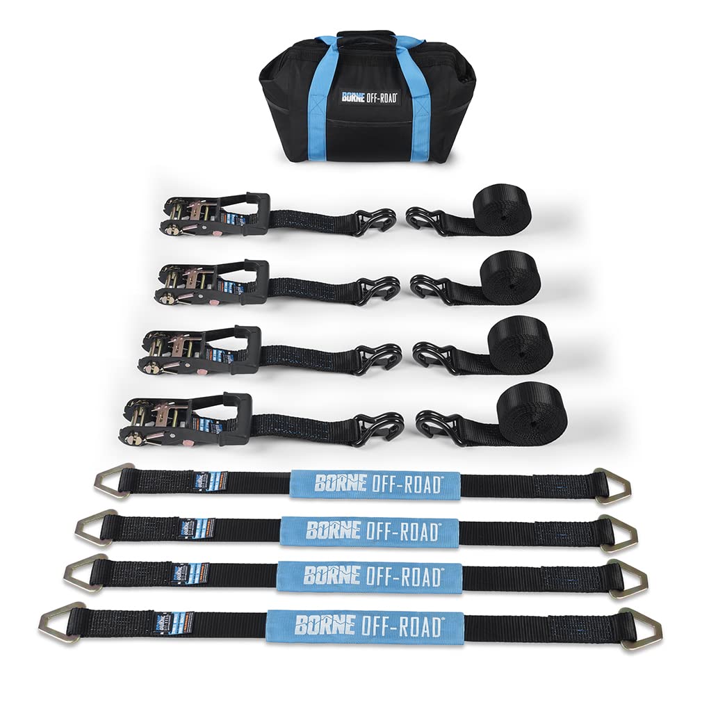 Off-Road Vehicle Borne Ratchet Tie-Down Kit, Black