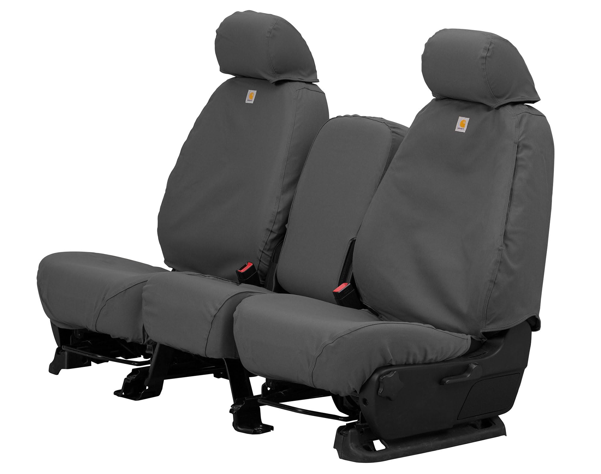 Covercraft Custom Carhartt SeatSaver Seat Covers | Fits 2017-2019 Chevrolet Silverado/GMC Sierra 1500/2500/3500 (2019 1500 Old Body Style) | 1st Row 40/20/40 Bench Seat, Duck Weave Gravel