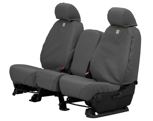 Covercraft Custom Carhartt SeatSaver Seat Covers | Fits 2017-2019 Chevrolet Silverado/GMC Sierra 1500/2500/3500 (2019 1500 Old Body Style) | 1st Row 40/20/40 Bench Seat, Duck Weave Gravel