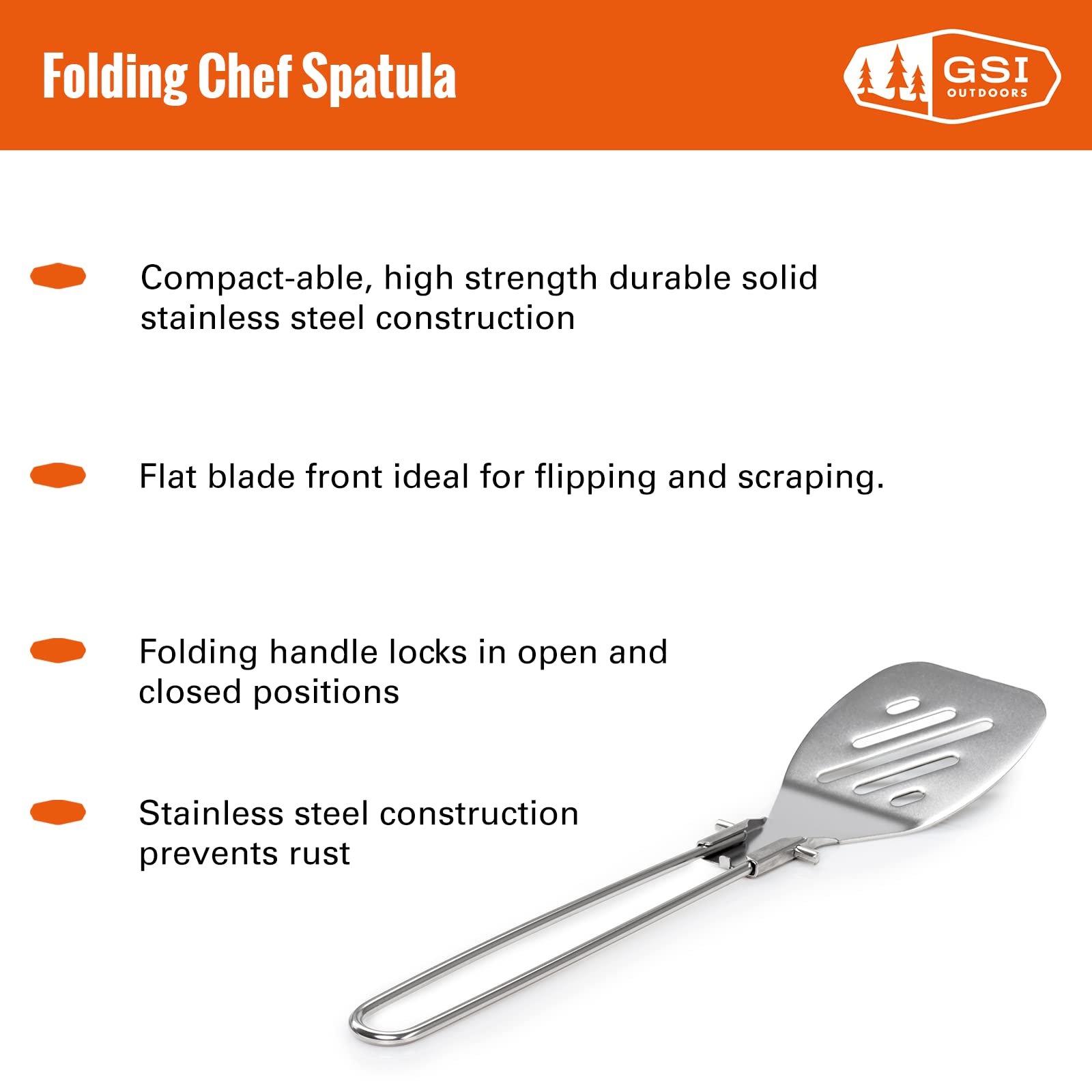 GSI Outdoors Chef Folding Spatula I Compact, Folding Spatula for Travel, Camping & RV