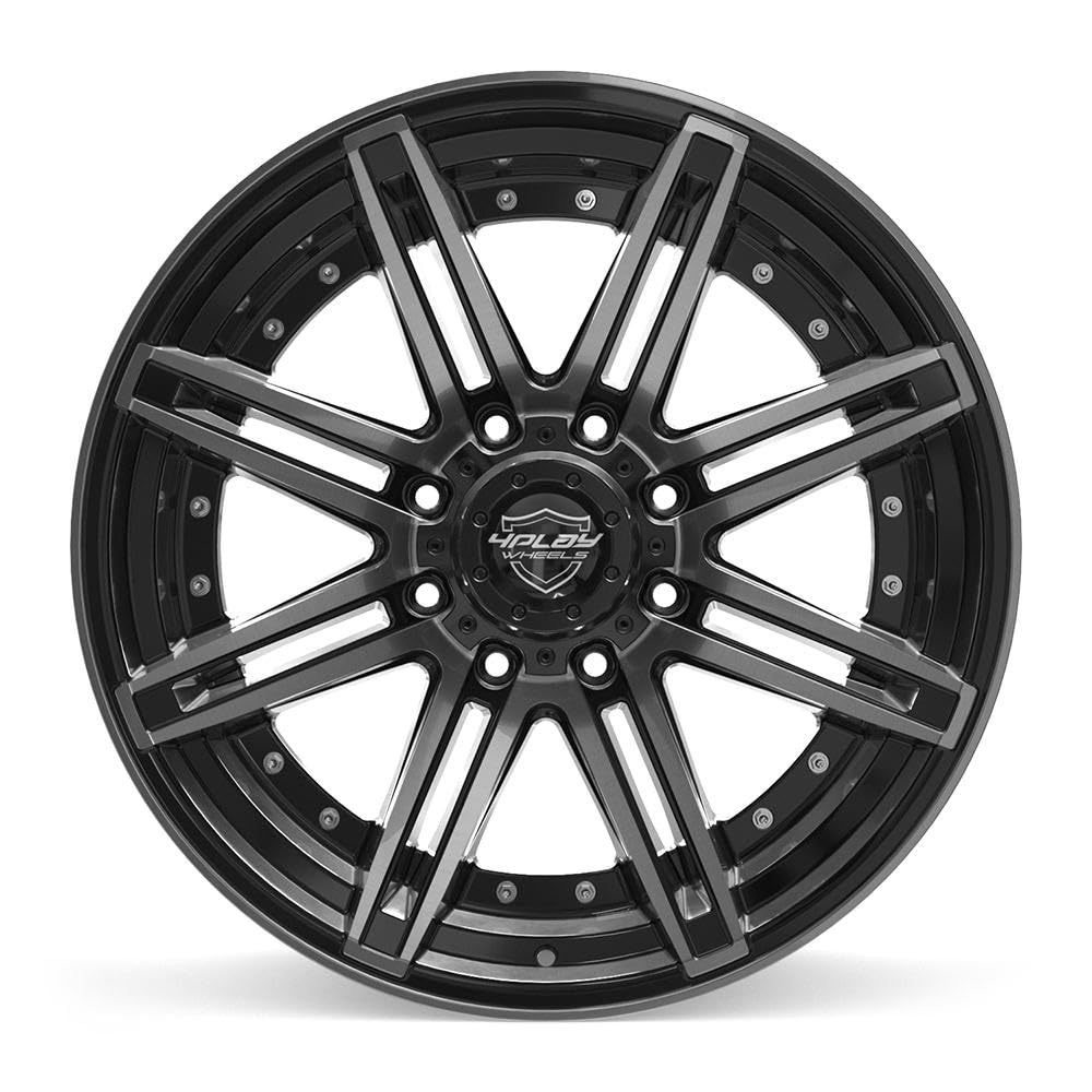 4PLAY Wheels 22 Inch Rim 4P08 Fits 8x170 22x10 Gloss Black Brushed with Tinted Clear (1)