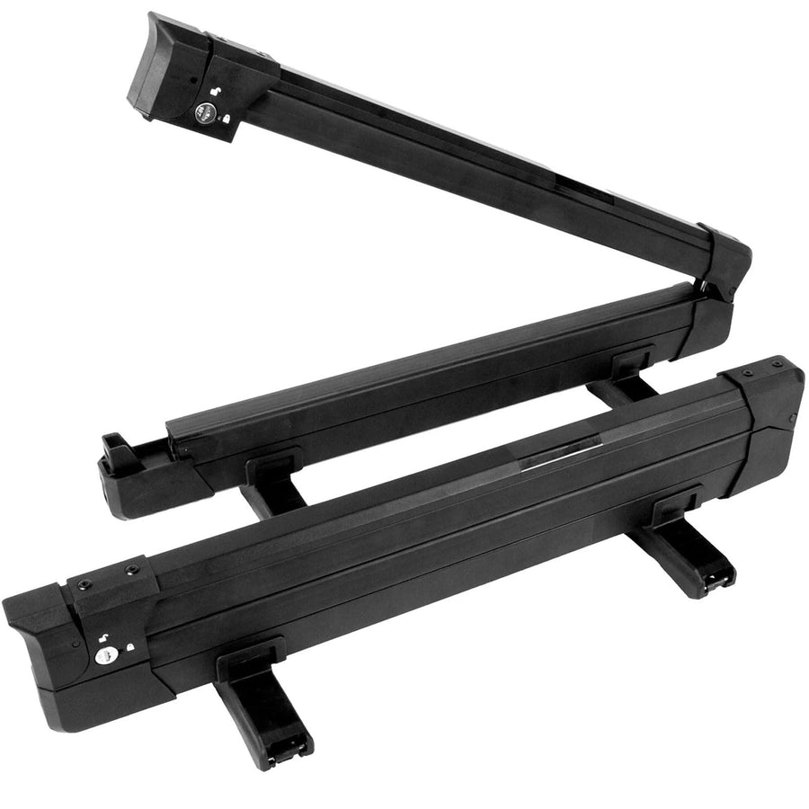 KUAT Switch Universal Sturdy Car Rooftop Crossbars Mounted Winter Sports Gear Clamshell Flip Down Quick Release Ski and Snowboarding Rack with Integrated Locks, Black, Switch 4-4 Skis
