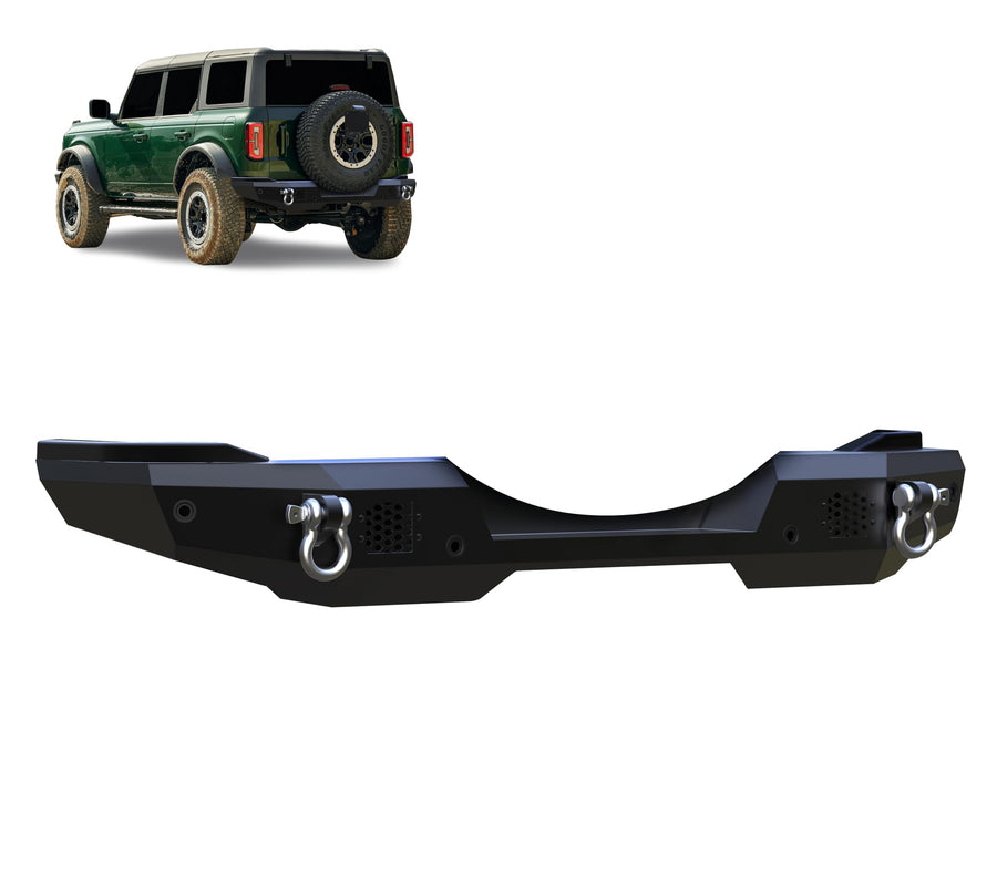 Heavy Duty Black Horse Armour Rear Bumper Plate Style Full Width Matte Black Compatible with 2021-2024 Ford Bronco-ARB-FB22