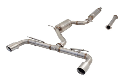 3" Cat-Back Exhaust System XFORCE for MK8 VW GTI; Brushed 304 Stainless Steel with Dual 4" Polished Tips