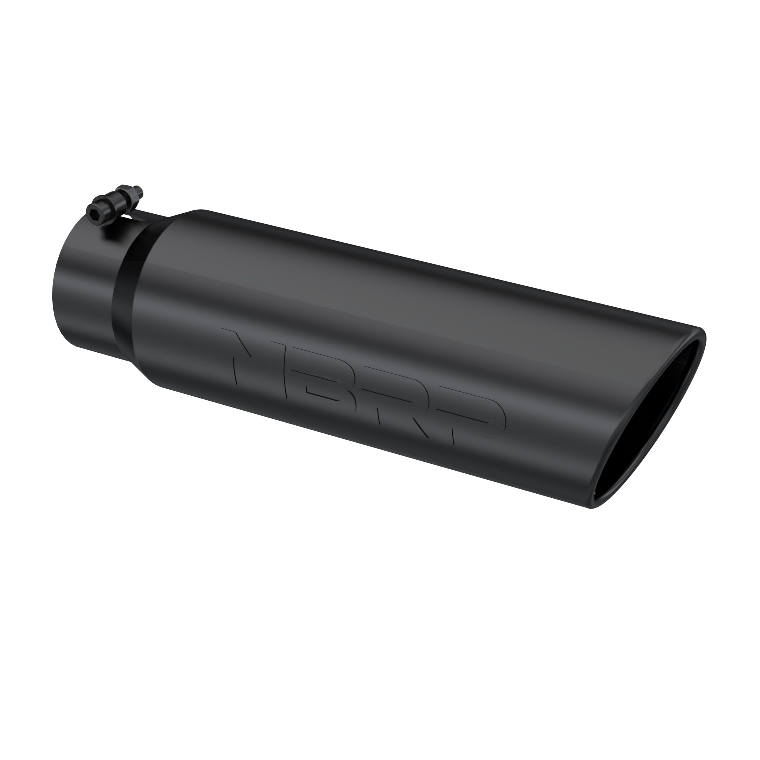 MBRP 5in OD Universal Angled Rolled End 4in Inlet 18in Lgth Black Finish Exhaust Tip