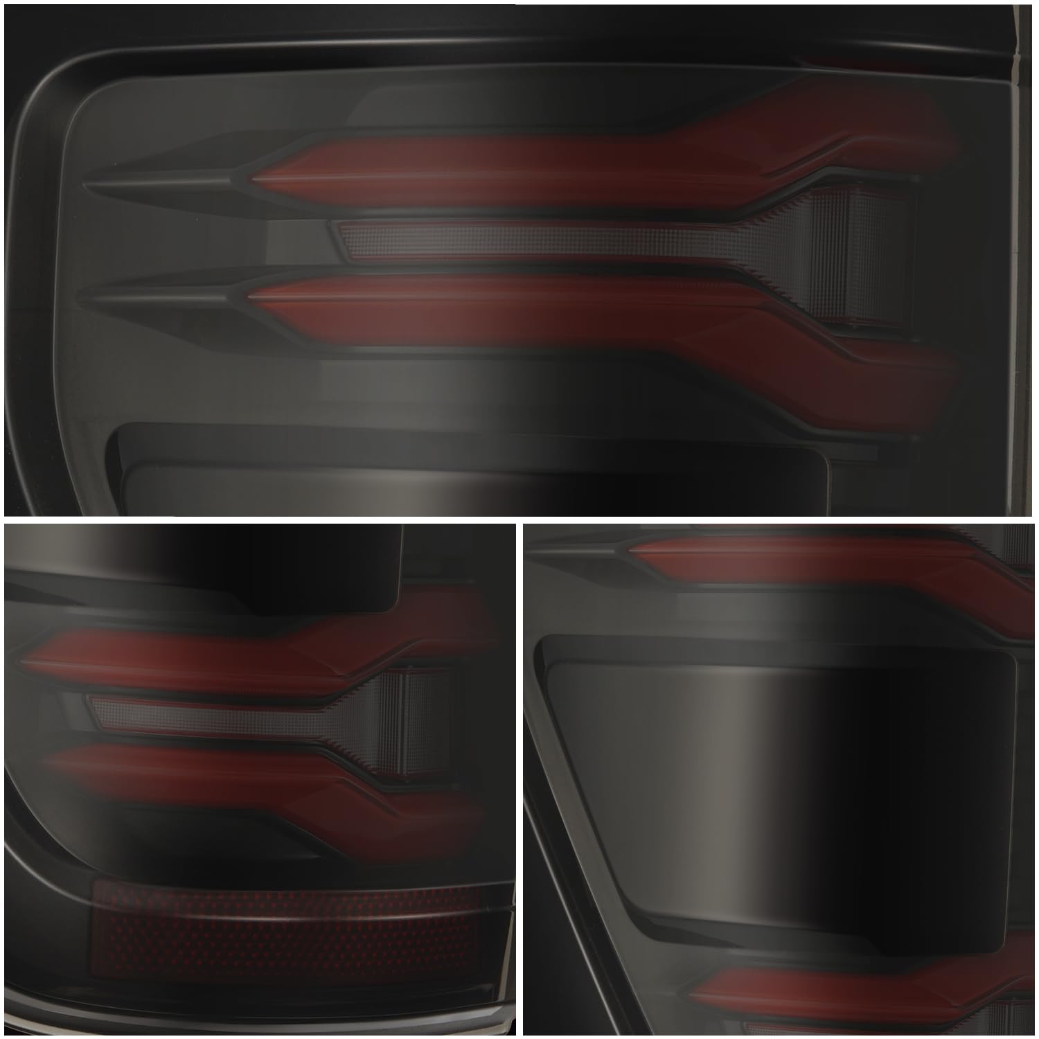 LUXX-Series LED Tail Lights Black-Red for 21-23 F150 (with BLIS) with converter