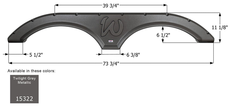 Tandem Axle Fender Skirt Icon 15322 for Forest River - Twilight Gray Metallic