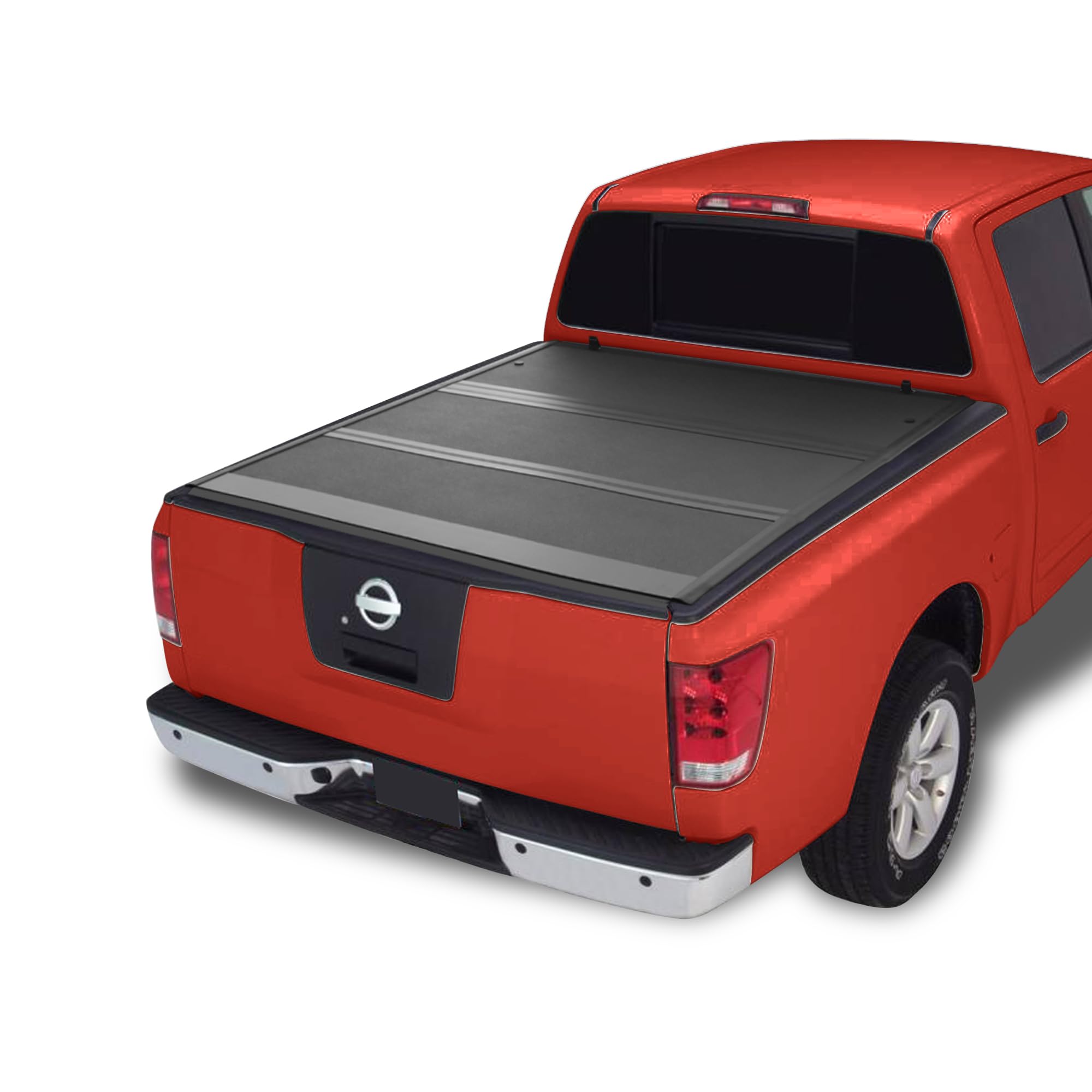 Low Profile Armordillo Hard Tri-Fold Nissan Titan Bed Cover Fits 2004 2005 2006 2007 2008 2009 2010 2011 2012 2013 2014 2015 2016 Nissan Titan 6.5ft (78") Bed | CoveRex TFX | 8705339