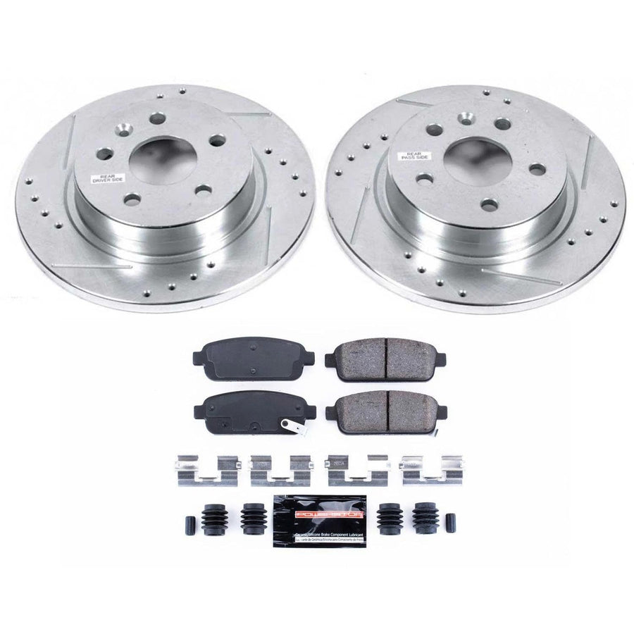 Power Stop K5544 Z23 Carbon Fiber Brake Pads Rear with Drilled & Slotted Brake Rotors Kit For Buick Encore, Chevrolet Cruze, Chevrolet Cruze Limi, Chevrolet Sonic, Chevrolet Trax [Model Specific]