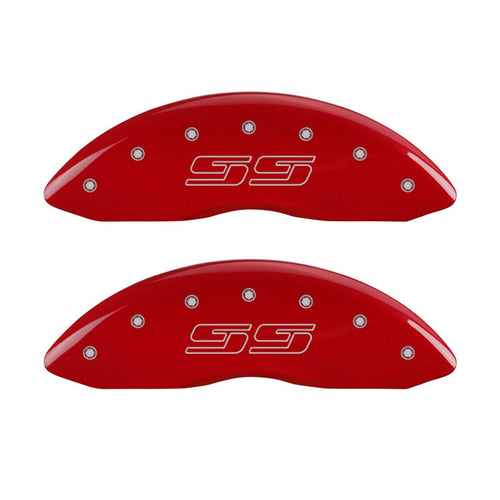 Caliper Covers MGP 14002SSS1RD with Red Powder Coat Finish, (Set of 4)