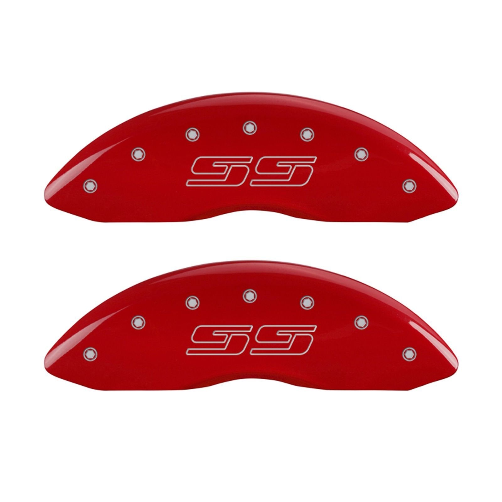 Caliper Covers MGP 14004SSS1RD with Red Powder Coat Finish, (Set of 4)
