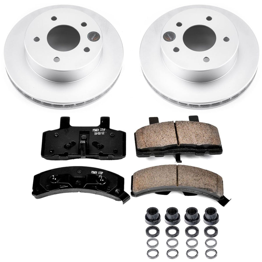Power Stop Coated Brake Rotors and Z17 Ceramic Brake Pads Kit For Chevrolet Astro 1990-2002, GMC Safari 1990-2002 [Model Specific]
