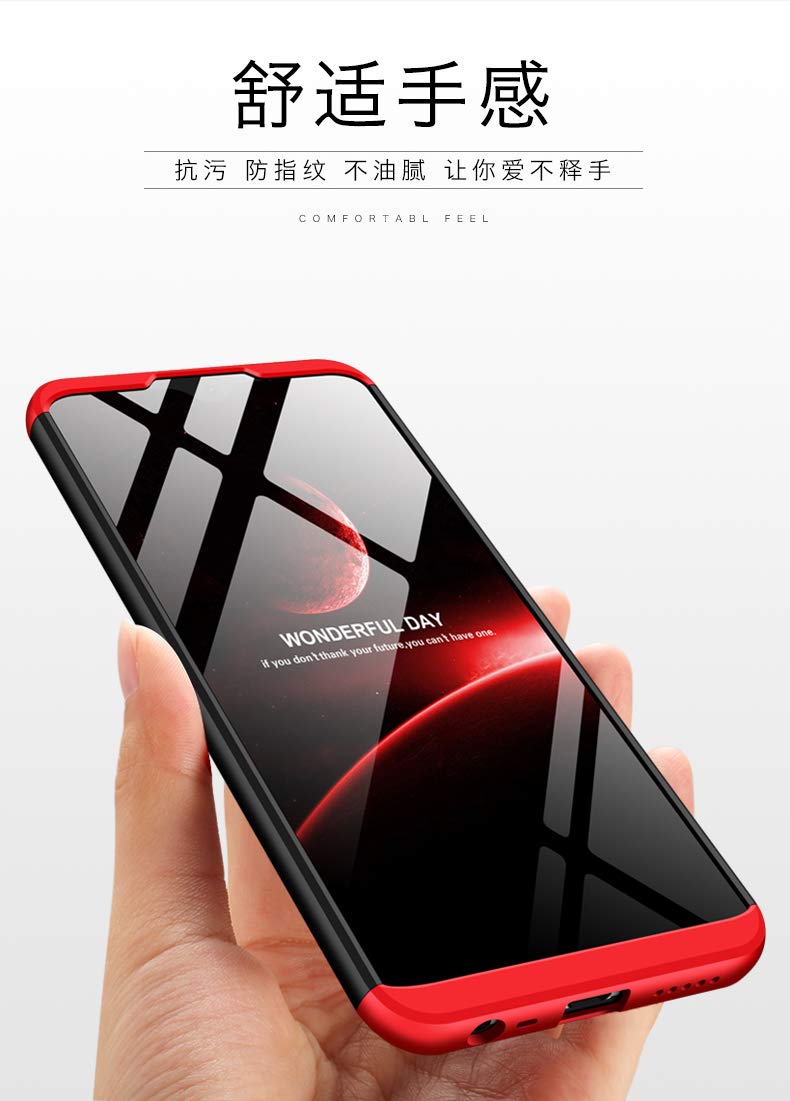 Xiaomi Redmi 8 Compatible PhoneCase(2019)+3D Screen protector tempered glass/Shell Ultra Thin Sturdy Cover Shockproof Bumper Protection Case Black+Gold