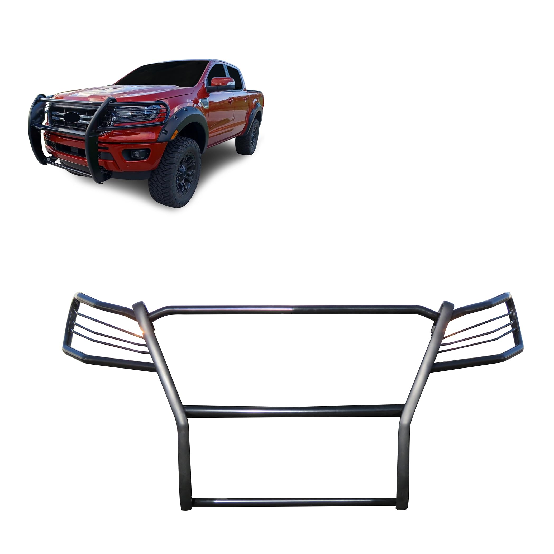 Off Road Black Horse Grille Guard Modular Black Compatible with 2019-2023 Ford Ranger-17FP10MA