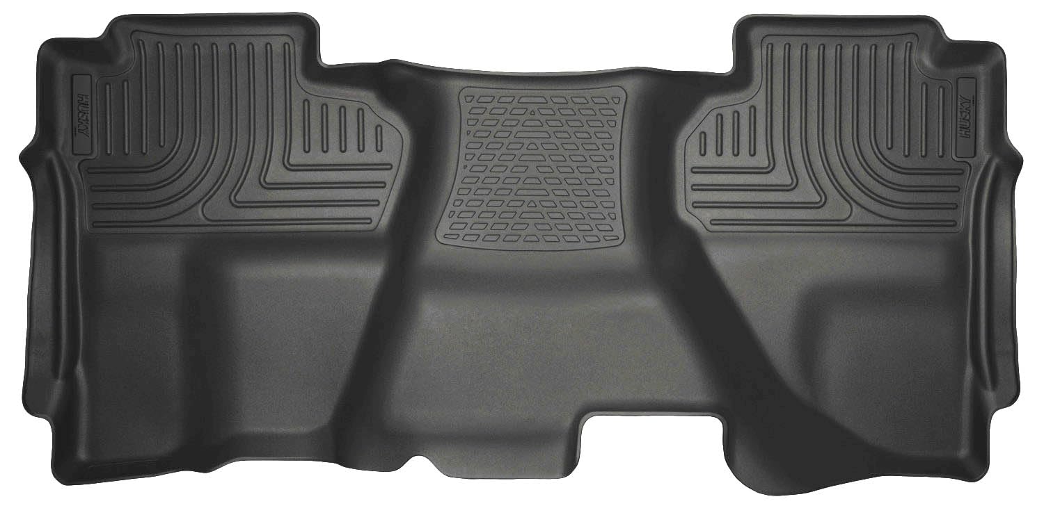 Weatherbeater Husky Liners Floor Mats | Fits 2014-2019 Chevrolet Silverado & GMC Sierra 1500, 2019 LD; 2015-2019 Silverado/Sierra 2500/3500 Double CAB Full Coverage | 2nd Row, 1-pc Black - 19241