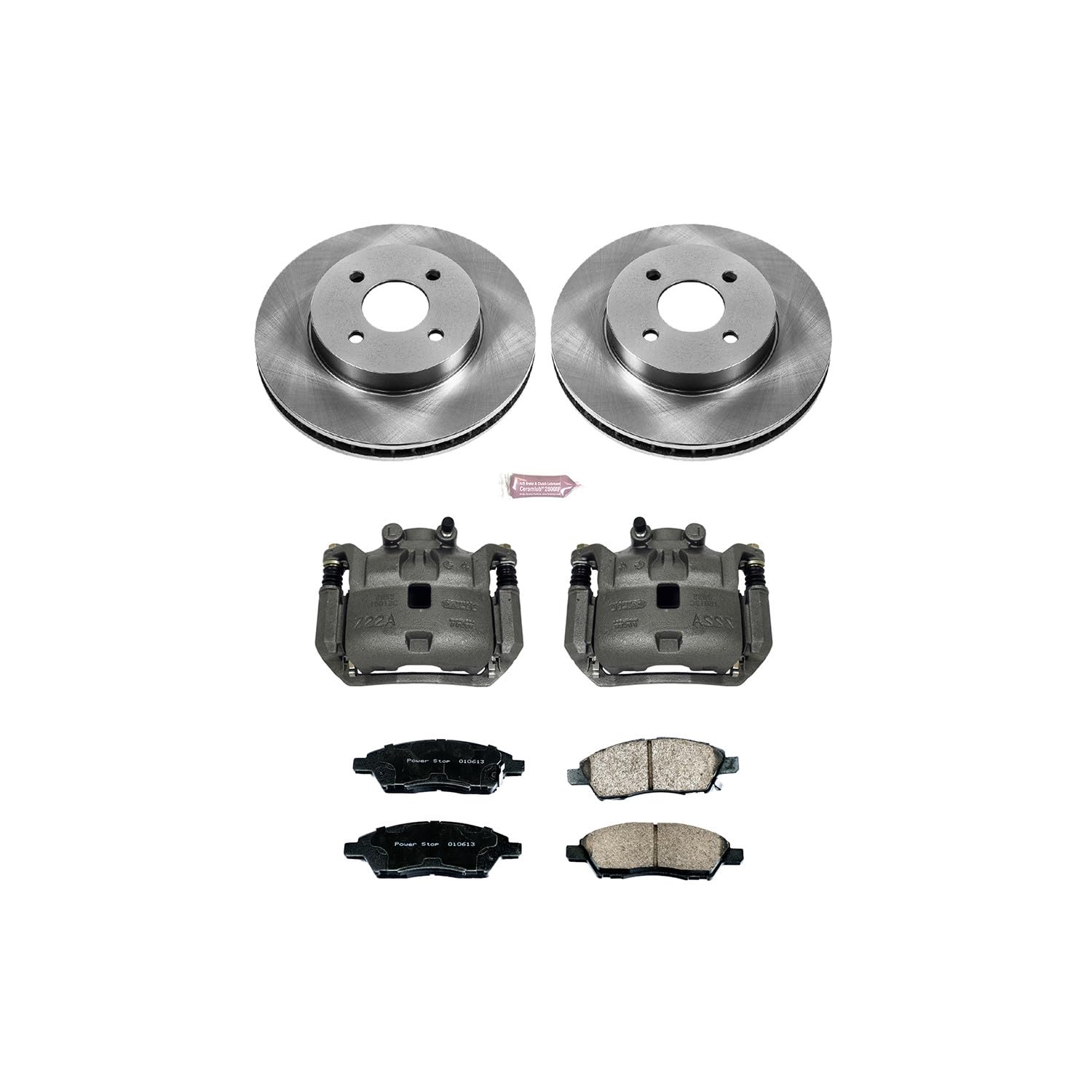 Power Stop KCOE6096 Replacement Autospeciality Front Caliper Kit- OE Rotors, Ceramic Brake Pads, Calipers For Nissan Versa 2013-2019, Nissan Versa Note 2014-2019 [Model Specific]